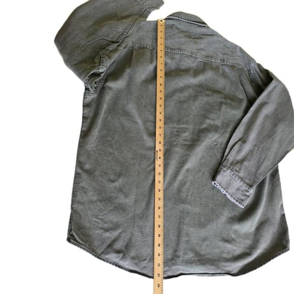 Cabela's Shirt Men XLT Military Green Denim LS Buttons Pockets Cotton Outdoors - Picture 9 of 16